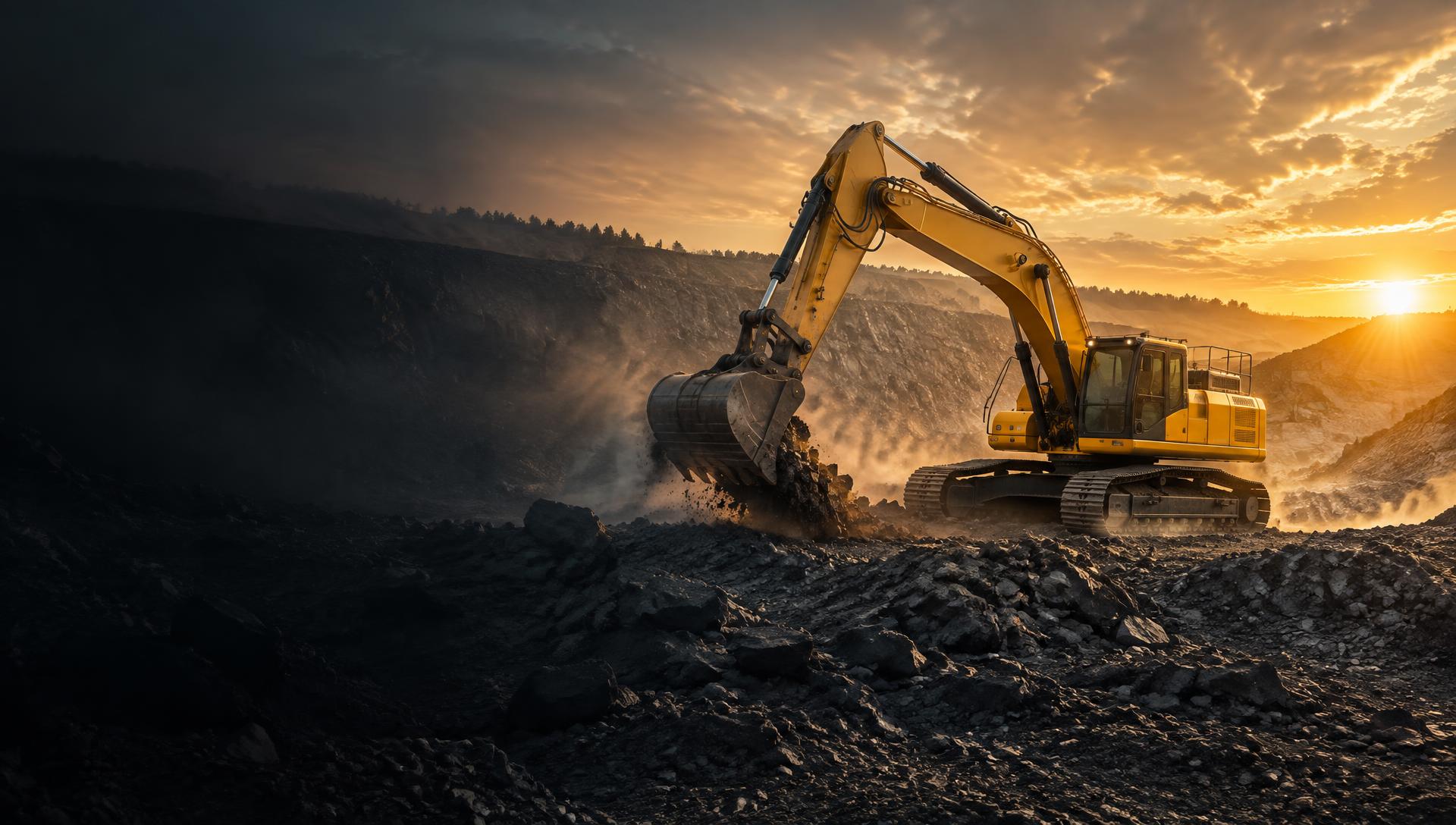 Yellow excavator working on a construction site